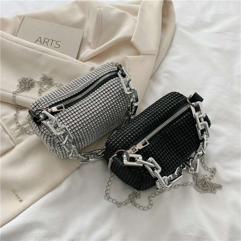 Tas tangan dompet wanita modis mewah tren musim panas 2023 tas kurir selempang kecil desain berlian berkilau untuk wanita