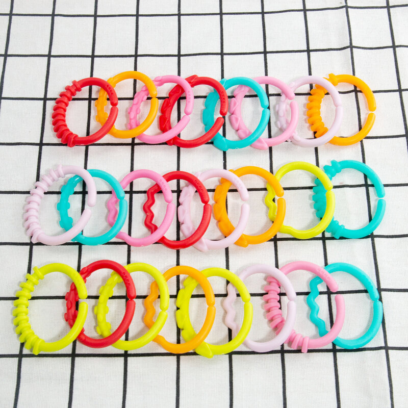 8pcs Baby Teether Rattles Toys Chew Toys for Newborn Rubber Rainbow Ring Safety Toys for Children Crib Bed Stroller Hanging