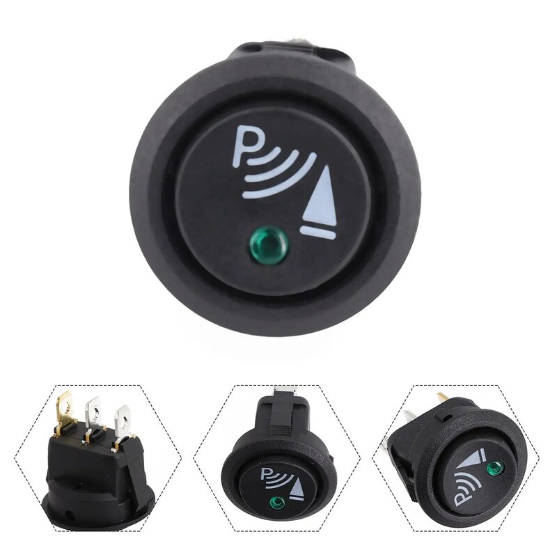 Czarny plastikowy okrągły 3-pinowy przełącznik kołyskowy / wyłącznik parkowania Przedni tylny czujnik chodzenia Części wewnętrzne Uniwersalne akcesoria do tuningu samochodów