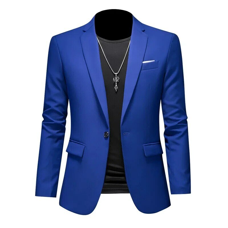 Высококачественный деловой облегающий пиджак на одной пуговице для мужчин, облегающий Повседневный Модный свадебный блейзер для жениха, смокинга, пальто 6XL-M