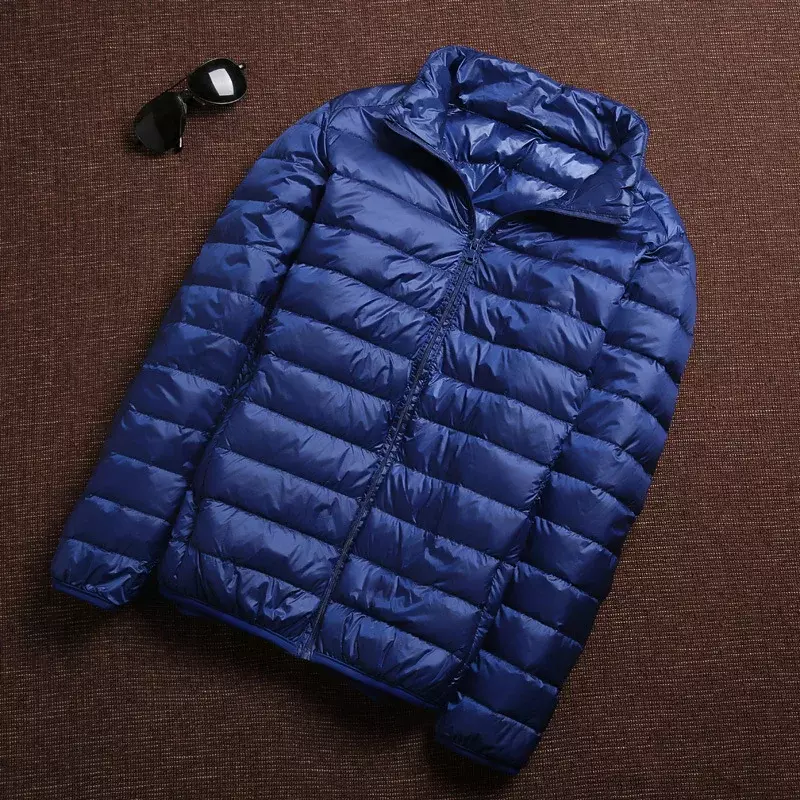 Jaket bulu angsa untuk pria, mantel Luaran tipis musim dingin portabel tahan air berpergian ke bawah modis musim gugur untuk pria