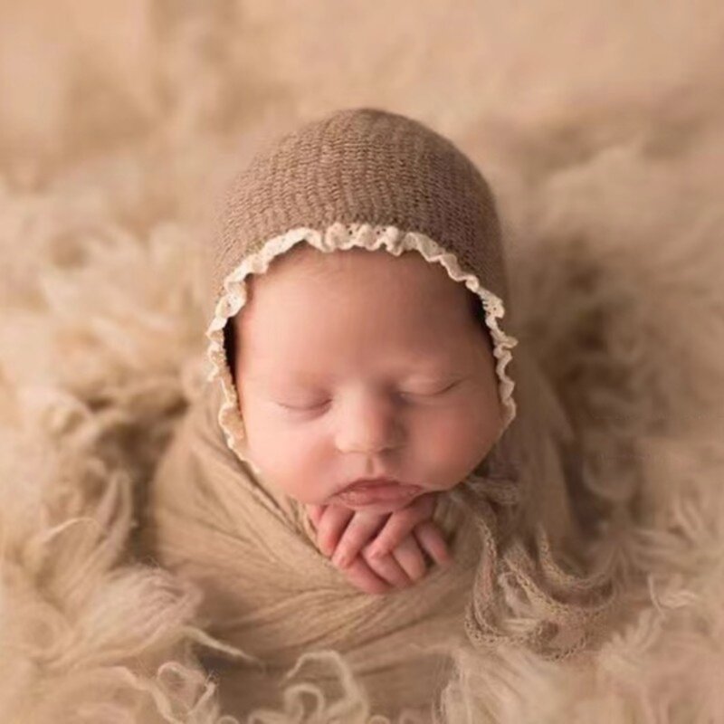 Newborns Photography Posing Props Turban Hat Basket Rug Photostudio Backdrop