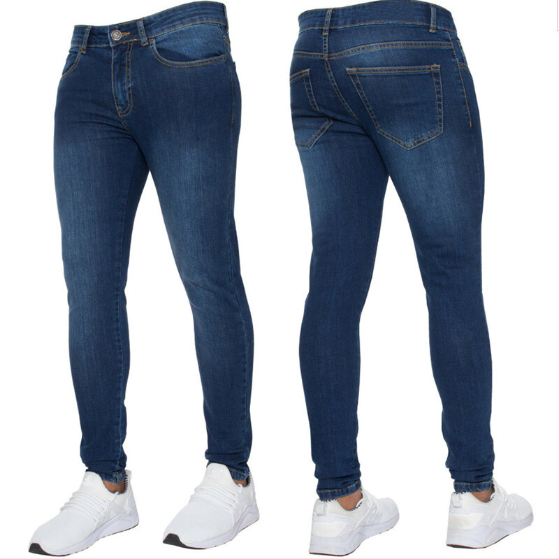 Primavera outono homem calças de negócios moda preto estiramento regular ajuste masculino jeans magro casual clássico streetwear calças masculinas azul