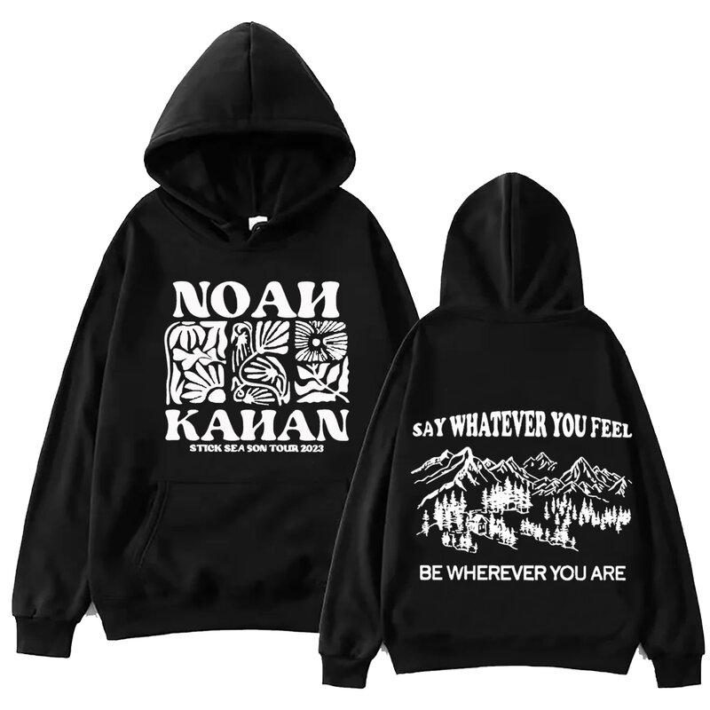 Noah Kahan moletom de manga comprida para fãs de música, tops casuais com capuz, primavera e verão 2024
