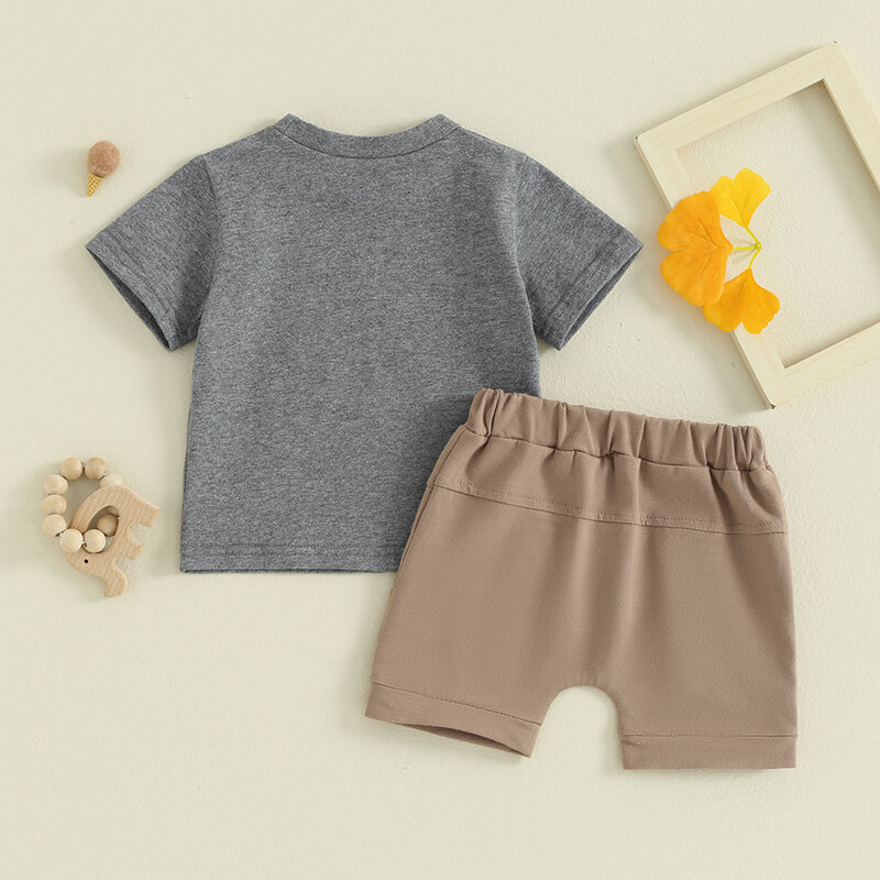 Kupretty одежда для маленьких мальчиков, летняя футболка для малышей, футболка, Топы, джоггеры, повседневные шорты, комплект одежды из 2 предметов