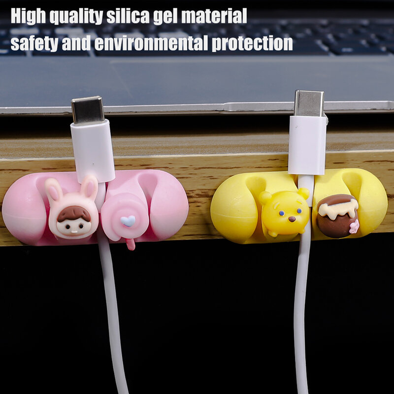 Креативный мультяшный USB-кабель для зарядки, универсальный шнур для передачи данных, провод для наушников, держатель-зажим для управления строкой
