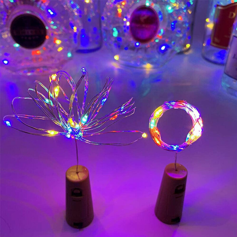 Cadena de luces de corcho para botella de vino, alambre de cobre alimentado por batería, guirnalda de luces de hadas, decoración de fiesta de Navidad y boda, 20led