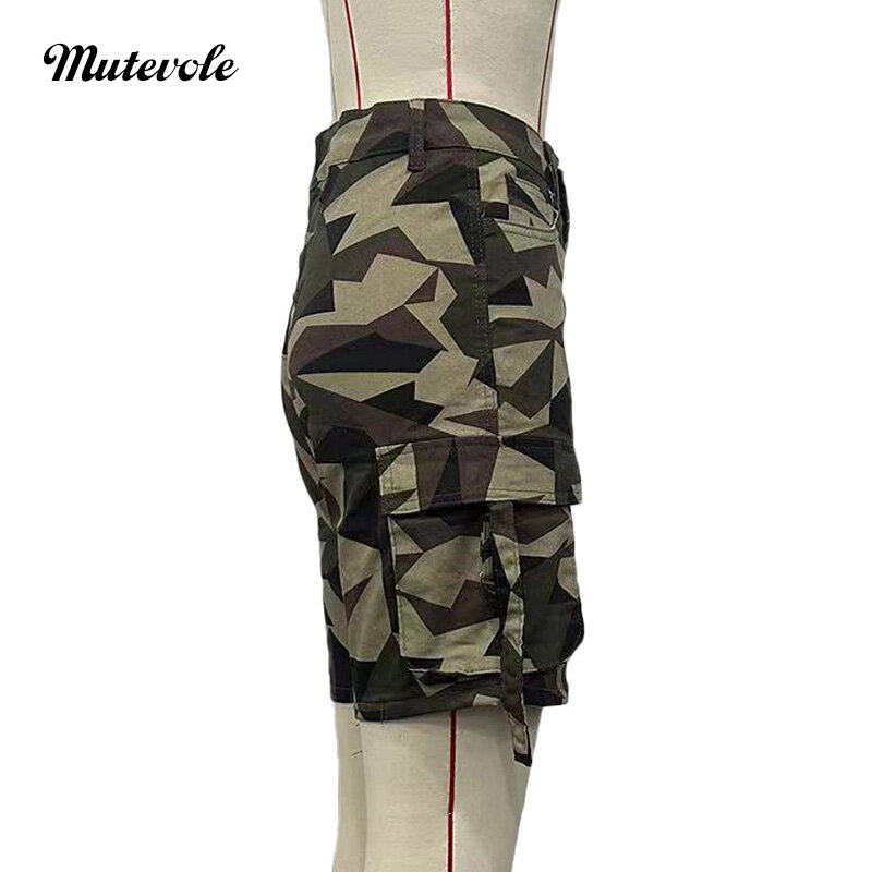 Mutevole Frauen mehrere Taschen Tarnung Cargo Shorts Sommer Bodycon Bandage Patchwork 3xl Shorts
