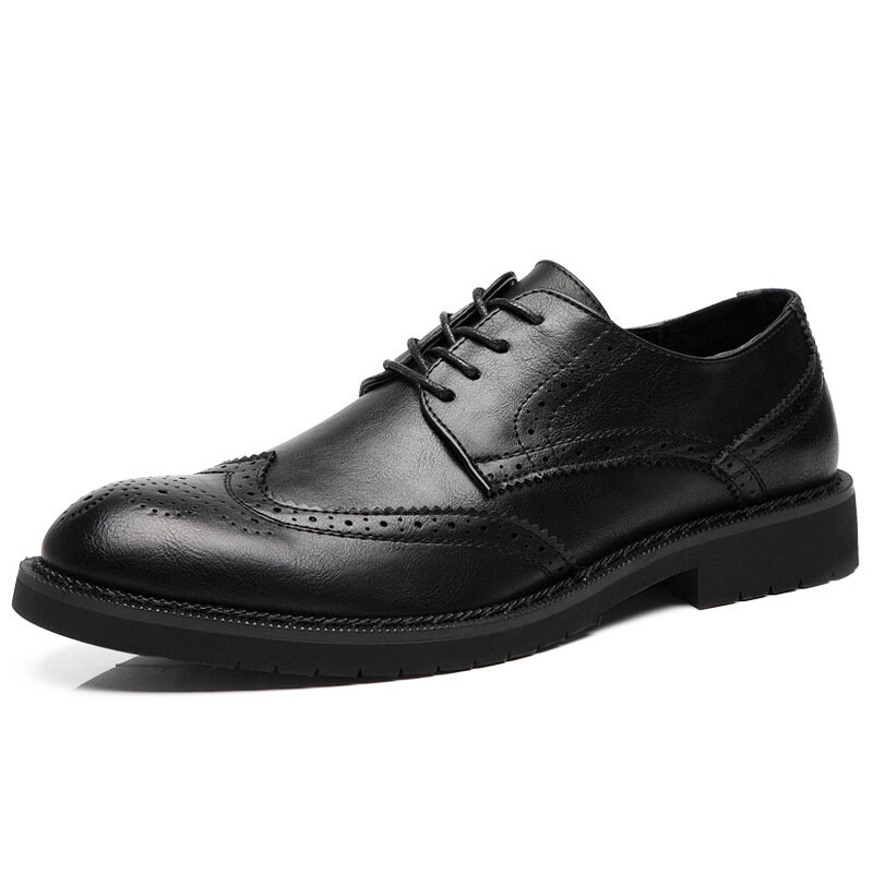 Chaussures Oxford en cuir gris pour hommes, Brogue à bout d'aile fait à la main, classiques et formelles, 56