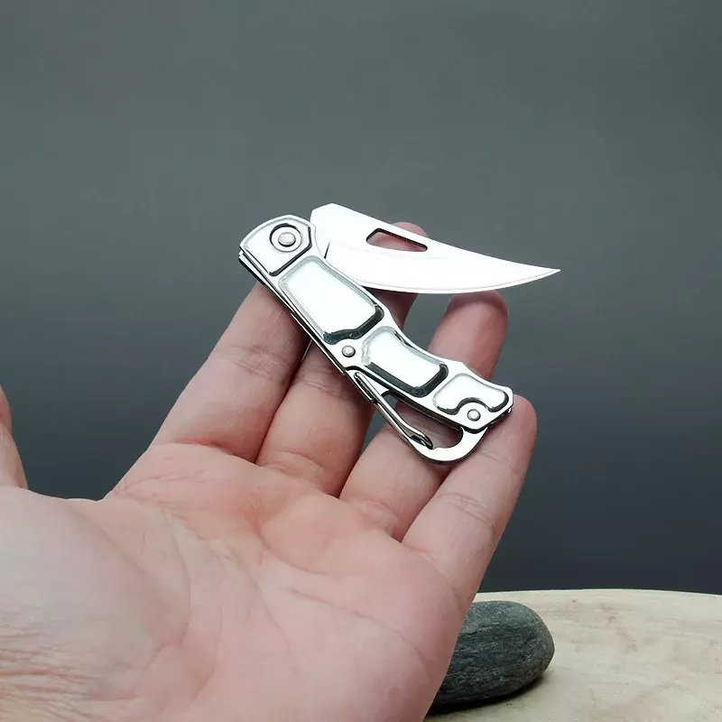 มีดมีดเล็กสแตนเลสแบบพับได้สำหรับใช้ในสำนักงานใช้ในครัวเรือนใบมีดคมแบบพกพาสะดวกสำหรับกลางแจ้ง