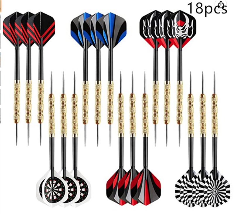 18PCS Steel Tip Darts, Professional Metal Darts, Dart Metal Tip Set, Dart Board Metal Darts, 14G Copper Plated Dart Needles