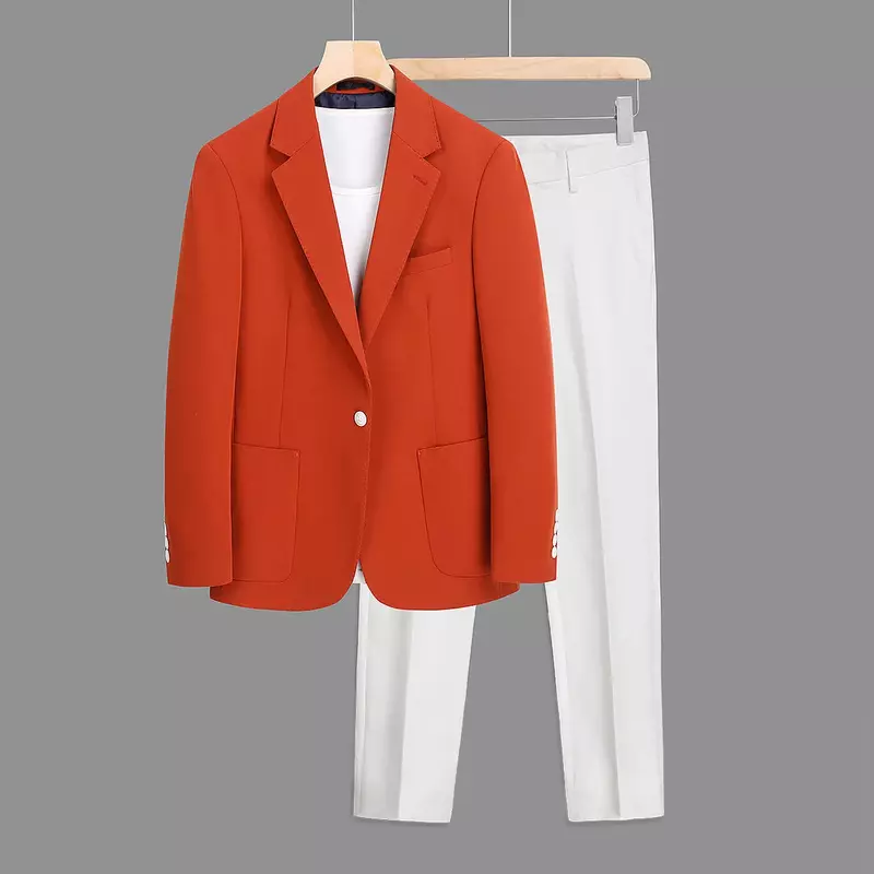 Terno monocromático de manga comprida, elegante e bonito, jaqueta de tamanho grande, high-end, O4889