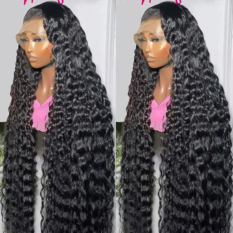 Peluca de cabello humano rizado para mujeres negras, encaje transparente, 30, 40 pulgadas, 13x4, 13x6, HD