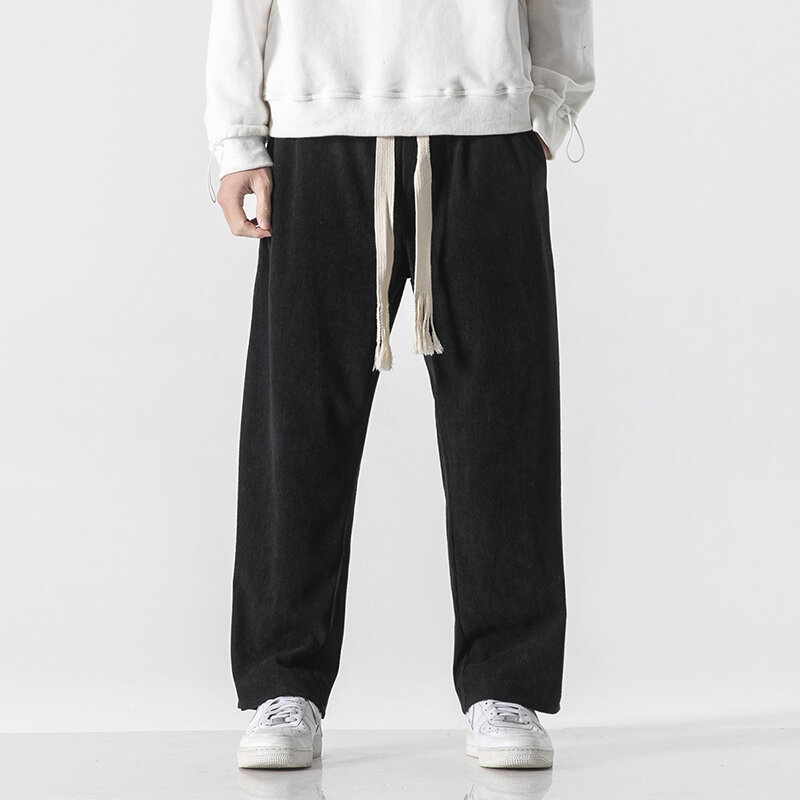 Pantalones bombachos de pana para hombre, pantalón informal, holgado, Harajuku, con cintura elástica, ropa de calle, Otoño e Invierno