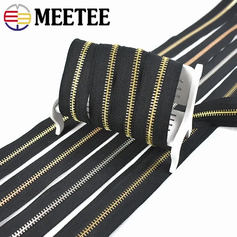Meetee 2/4/10 jardas 5 # zíper de metal para costura zip esportes casaco roupas zíperes de extremidade aberta diy vestuário que faz suprimentos acessórios