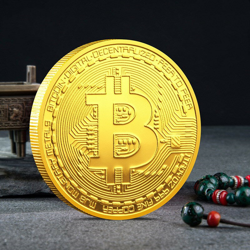 El medallón conmemorativo de moneda virtual de Bitcoin conmemora varias monedas externas de metal