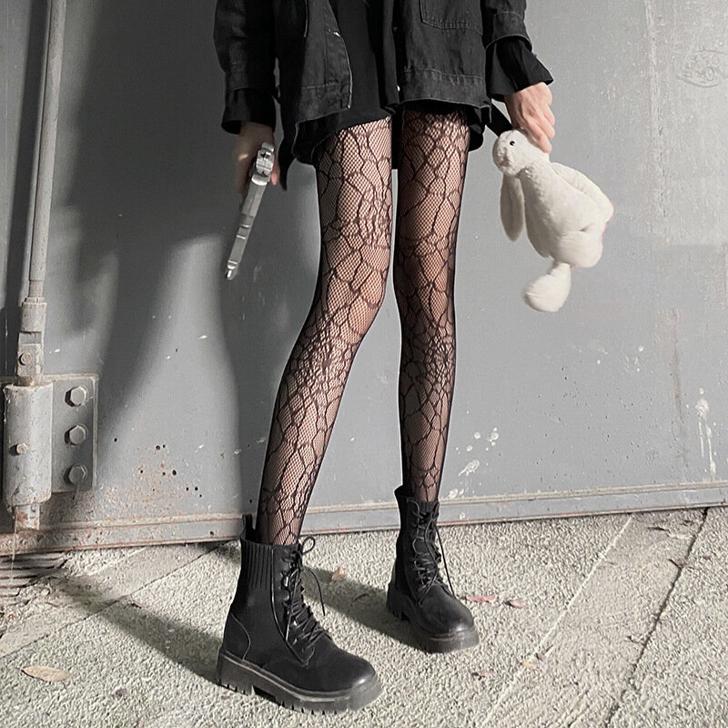 Classico Lolita scavato calze a rete di pizzo con fondo collant donne Sexy ragazze giapponesi Gothic Punk retrò ragnatela collant