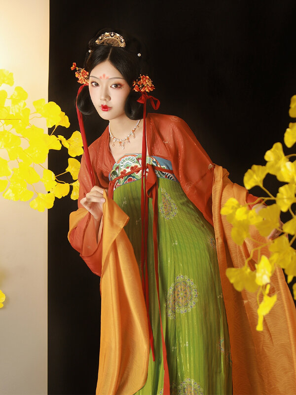 Oryginalna renowacja Tang dynastia w stylu chińskim spódnica Hanfu długość klatki piersiowej trapezowa spódnica lato zestaw Vintage księżniczka haftowanie