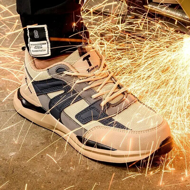 Zapatillas de trabajo con punta de acero para hombre, zapatos de seguridad a prueba de perforaciones, botas indestructibles, calzado de seguridad ligero
