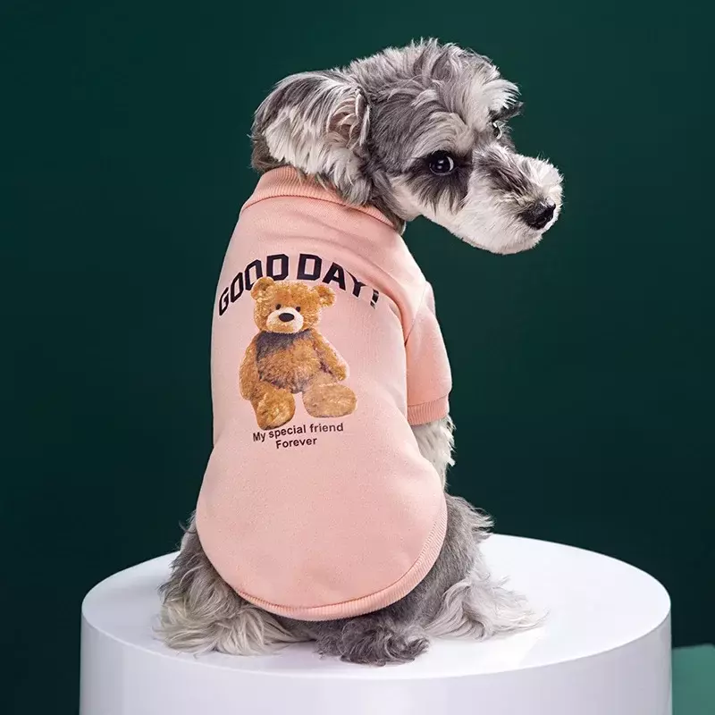 강아지 곰 패턴 애완 동물 재킷, 귀여운 강아지 옷, 따뜻한 풀오버 스웨트셔츠, 소형 중형견 고양이 코트, 치와와 의상, 겨울