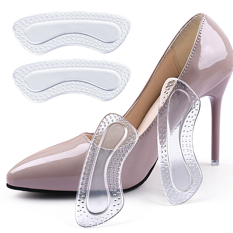 Protetores de calcanhar de silicone para mulheres, produtos para cuidados com os pés, sapatos antiderrapantes para saltos altos, palmilhas de tamanho ajustável, protetor de calcanhar, 1 par
