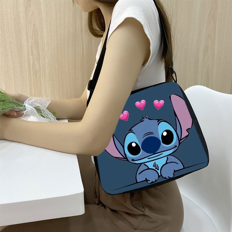 Disney Lilo & Stitch Women's Handbag Anime Figure Leisure Underarm Bag for Girls 20X24Cm Shoulder Bags Cartoon Kawaii Travel Bag