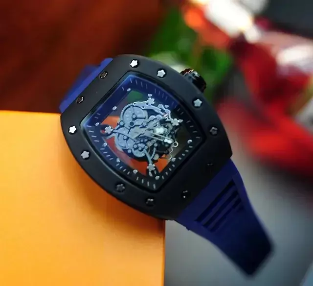 Jam tangan pria, kualitas AAA pergerakan otomatis 3-pin tahan air fungsi RM jam tangan pria merek unggulan mewah keramik pelek berlubang