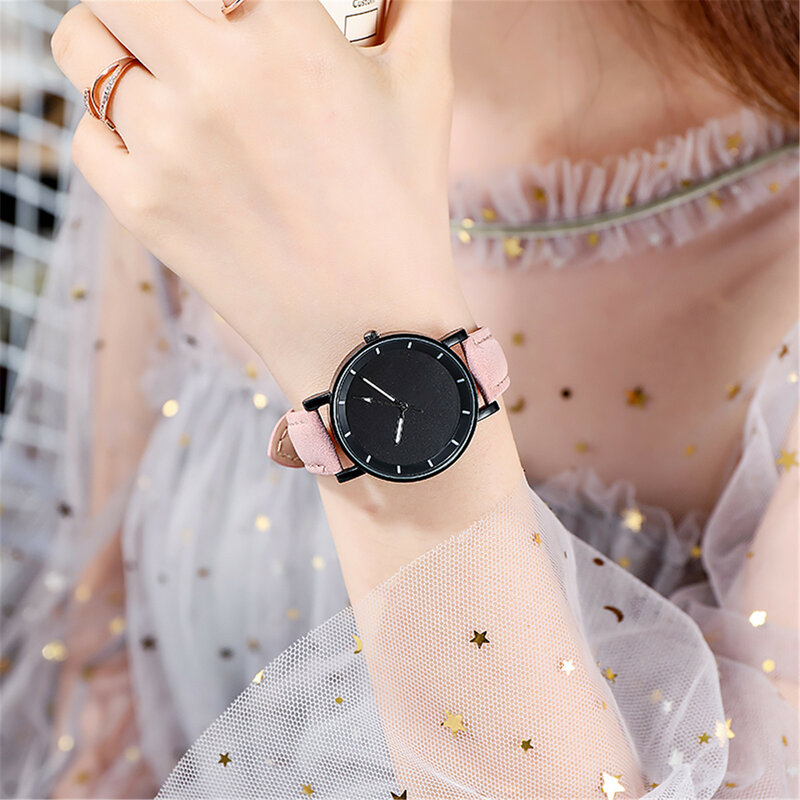 Relógio Quartz com Mostrador De Aço Inoxidável Para Mulheres, Pulseira Casual, Pulseira De Couro, Relógios De Luxo