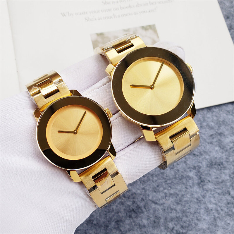นาฬิกาข้อมือแบรนด์คลาสสิกผู้ชายผู้หญิงคู่รักคู่รักสายโลหะสแตนเลสสตีลนาฬิกาควอตซ์ M12