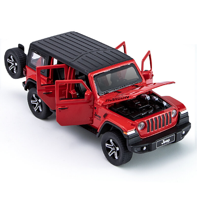 Модель автомобиля из сплава Jeeps Wrangler Rubicon 1:32, литая металлическая внедорожная модель автомобиля с высокой степенью имитации звука, детский Элитный подарок, мотоцикл