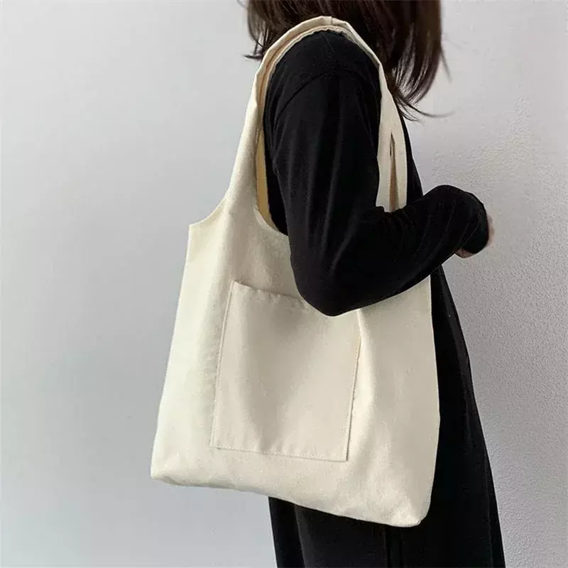 HHB01-Bolso de lona para mujer, bolsa de hombro informal, ecológico, de almacenamiento ambiental