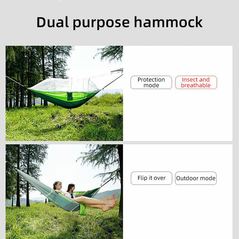 Hammocks Camping Outdoor portátil com lona de algodão duplo, Mosquito Net, atualizado Hammock grosso, 1-2 Pessoa, 260x140cm