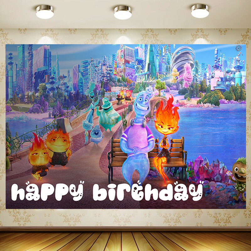 Elemental  Background Birthday Party Supplies Decoration Customize game Backdrop Shower Banner Kid Faovr Room Decor