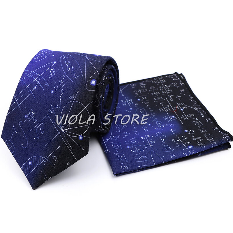 100%Cotton 8cm Tie Math Sciences Astronomy Physical Chemistry Men College Academy Institute School Cosplay Gift Cravat Accessory