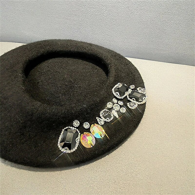 Kpop IVE Wonyoung topi wol Korea, topi wol berlian buatan tangan bertatahkan berlian lucu untuk hadiah penggemar
