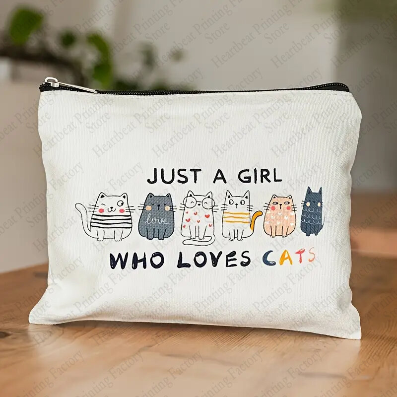 Bolsa de maquillaje con temática de gato para niñas, bolsa de cosméticos para amantes de los gatos pequeños, decoración divertida de cumpleaños o navidad, regalos para amigos