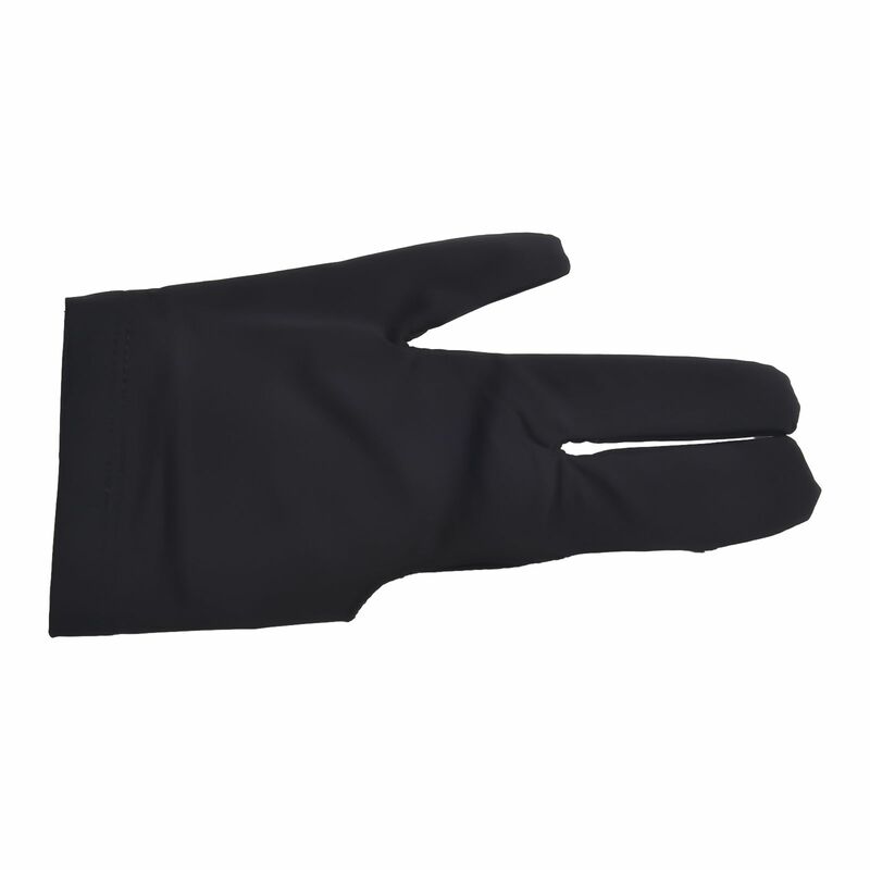 Guantes de billar de tres dedos, accesorio de licra, liso, 25cm, color negro