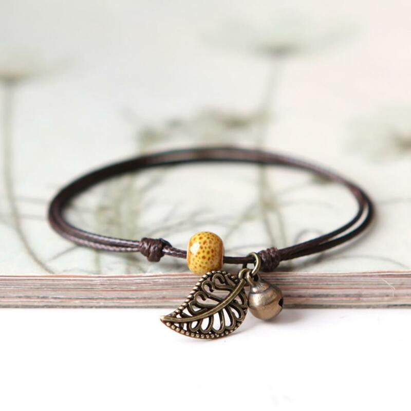 Богемный винтажный браслет из искусственной керамики с бусинами, мужской веревочный браслет, роскошный браслет унисекс для женщин, ювелирные браслеты на ногу