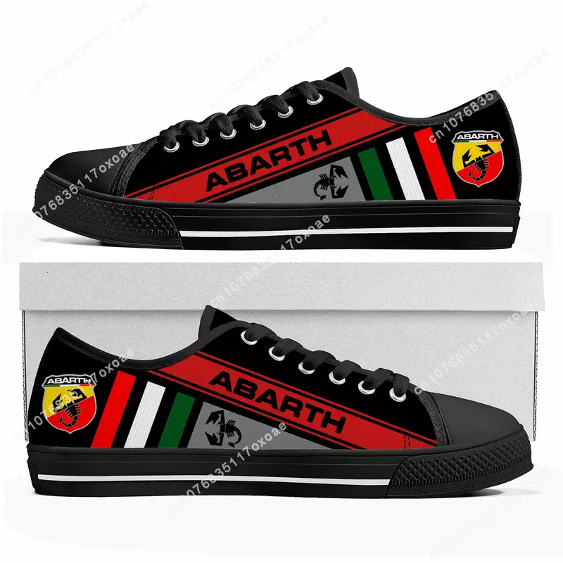 Abarth-Low Top Canvas Sneakers para homens e mulheres, sapatos DIY personalizados, tênis casuais para casal adolescente, alta qualidade