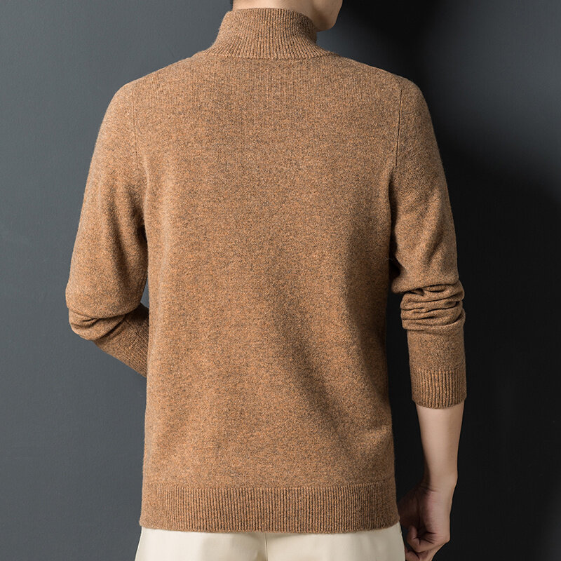 タートルネックのメンズカジュアルな厚手のセーター,ジッパー付きの厚くて暖かいニットの衣服,冬に最適,200%
