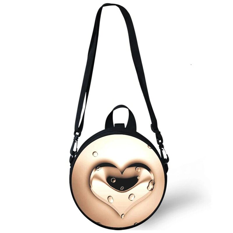 Love Heart colourful rose Child kindergarten Bag 3D Crossbody Shoulder Bags For School Women Mini Round Bagpacks Rugtas Bag