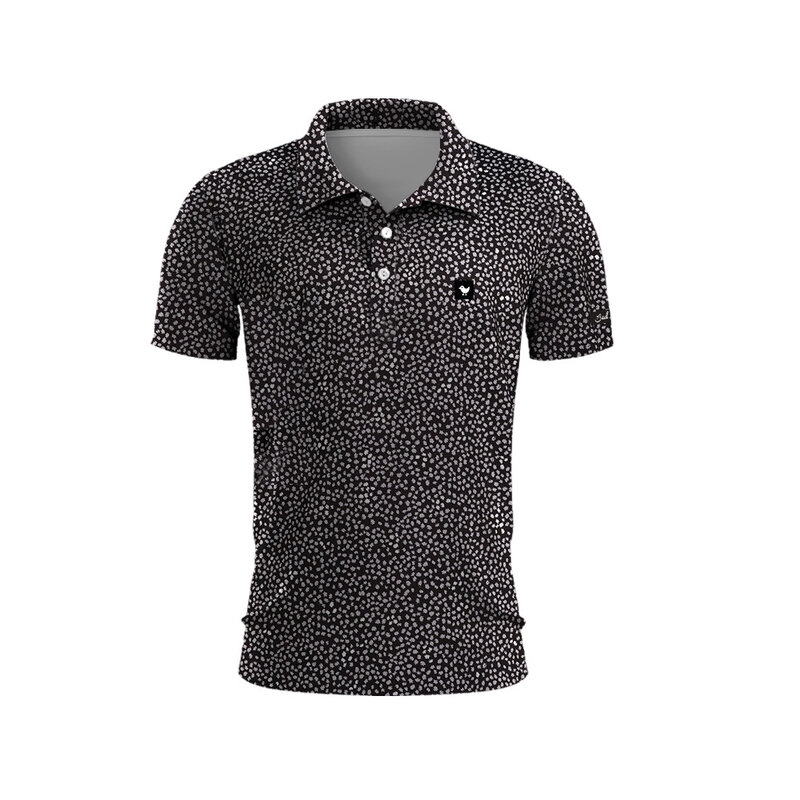 Men's Golf Polo Shirt Covered In Flower Pattern Men's Summer Golf T-Shirt Top Quick Drying Golf Club Button T-Shirt Polo Shirt