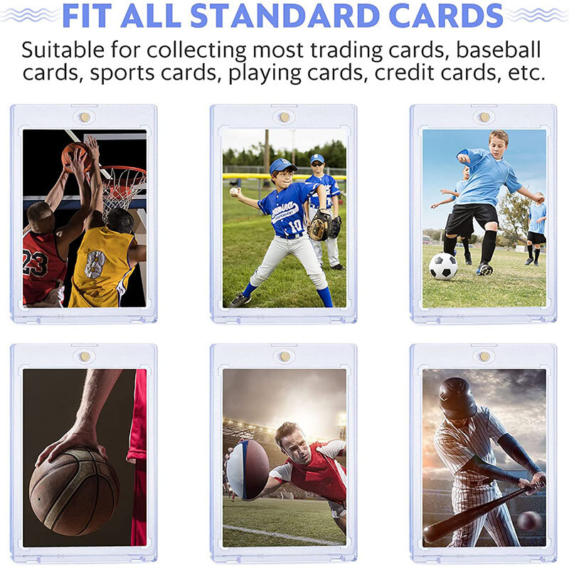 Suporte de cartão magnético para cartões comerciais, Protetor de beisebol, Magnet Top Loaders para cartões esportivos, 10pcs por pacote, 35PT