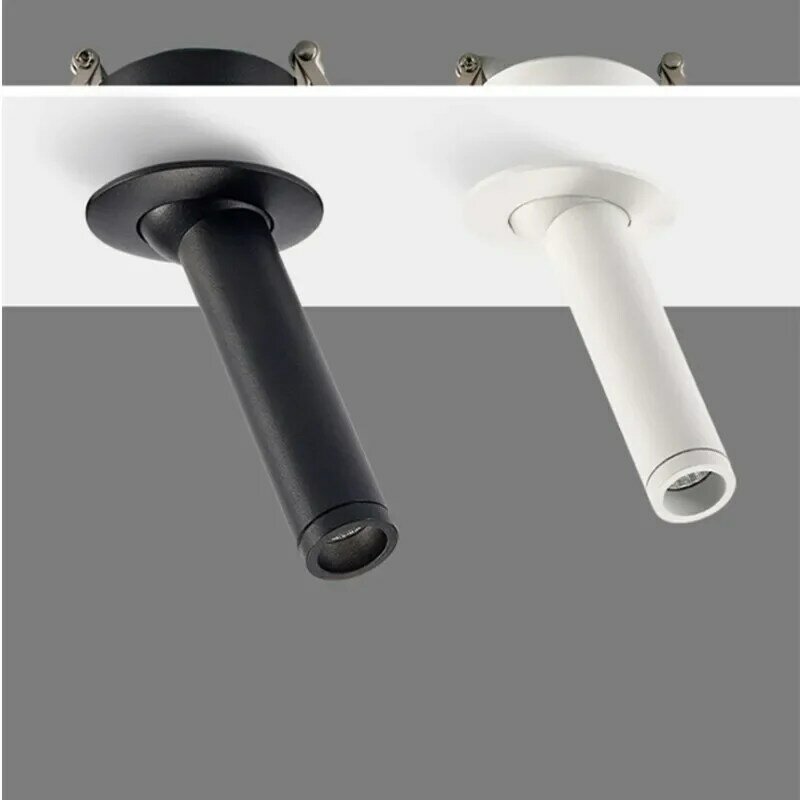 Longo tubo de teto embutido lâmpada LED, preto e branco, ângulo rotativo, luz para cozinha, quarto, TV, imagem de fundo, 12W