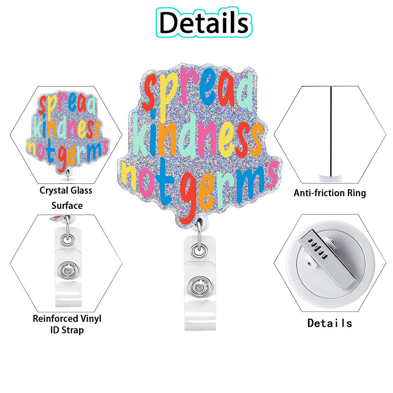 2024 New Glitter Acrylic Medicine Bottle Nurse Badge Reel Retractable ID Badge Holder With Rotating Alligator Clip Name Holder