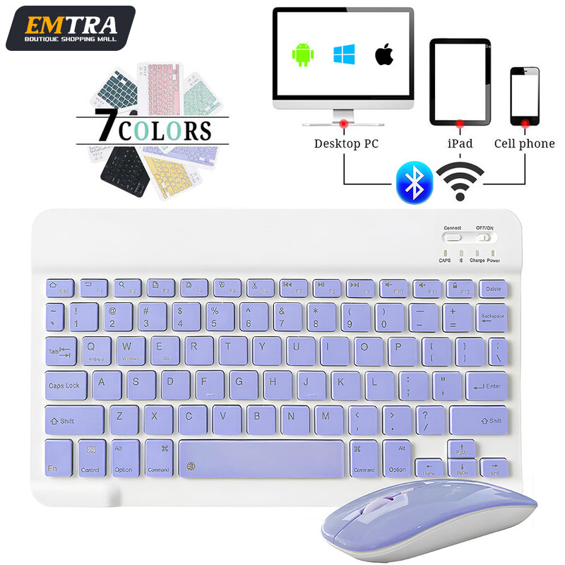 لوحة مفاتيح لاسلكية صغيرة بلوتوث لوحة المفاتيح لباد الهاتف اللوحي المحمولة بلوتوث لوحة المفاتيح والفأرة لسامسونج شاومي أندرويد