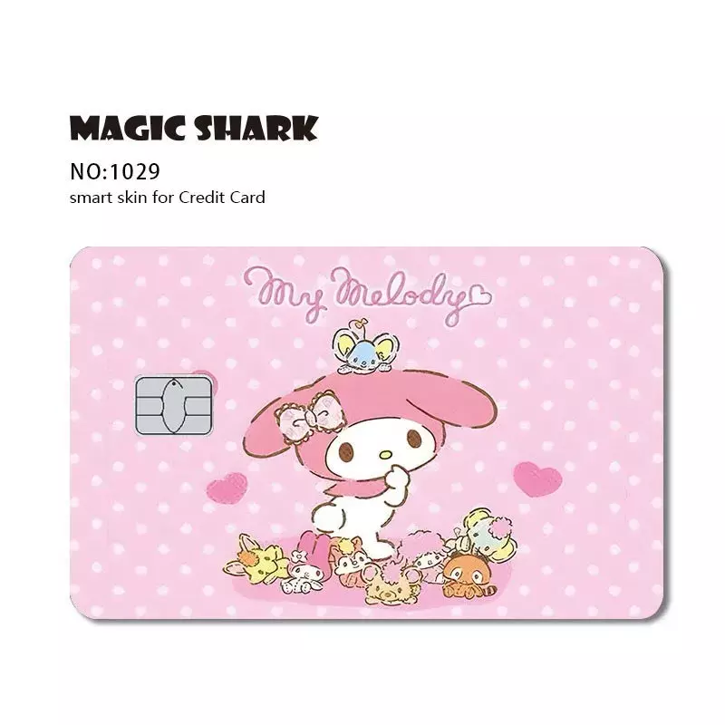 Rosa Pet Cartoon Anime Matte Front Crease Card, Cute Skin Film Sticker Cover, Sem chip, Ônibus de débito, Chip pequeno e grande