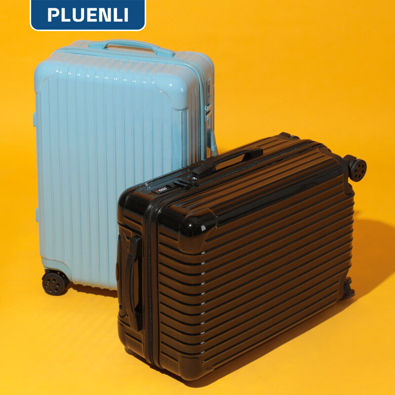 PLUENLI Luggage Women's Zipper Trolley Case Men's Aluminum Frame Password Suitcase Luggage