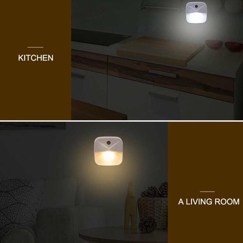 Led ضوء الليل الإبداعية ضوء التحكم تغذية توفير الطاقة ليلة مقبس إضاءة في خزانة درج السرير غرفة نوم الجدار الخفيفة