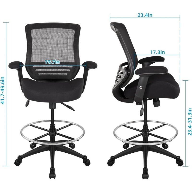 Chaises de bureau hautes noires, chaise de bureau debout, fauteuil de travail informatique à comcussion, accoudoir réglable recommandé